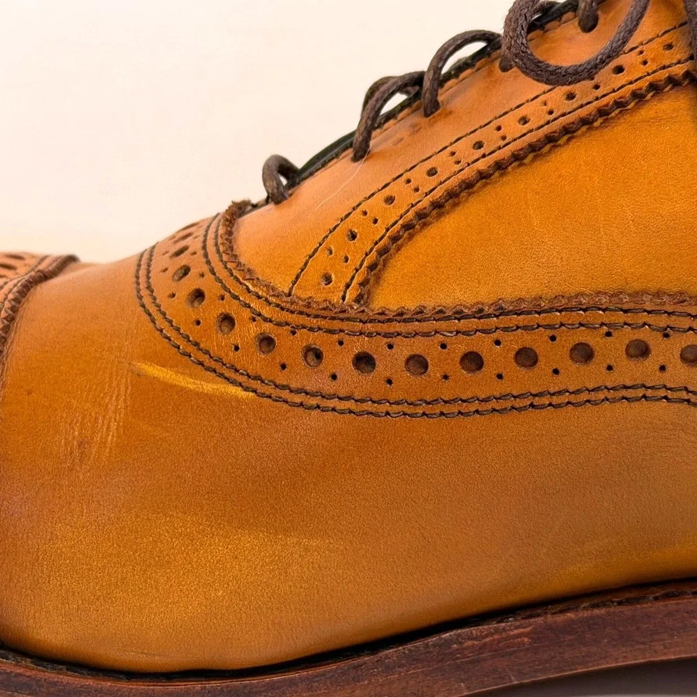 Allen Edmonds Strand Mens Walnut Leather Cap Toe Oxfords 11.5 D Brogue $450